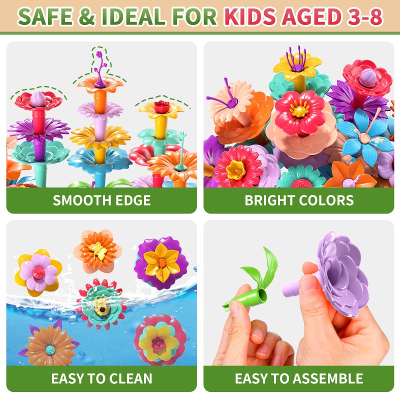 Garbo Star 148PCS Flower Garden Building Toys for 3 4 5 6 Year Old Girls, Educational Activity Preschool Birthday Gifts for 3 4 5 Year Old Girls, Building Stem Toys for Kids Toddlers Ages 3-5 - Image 3