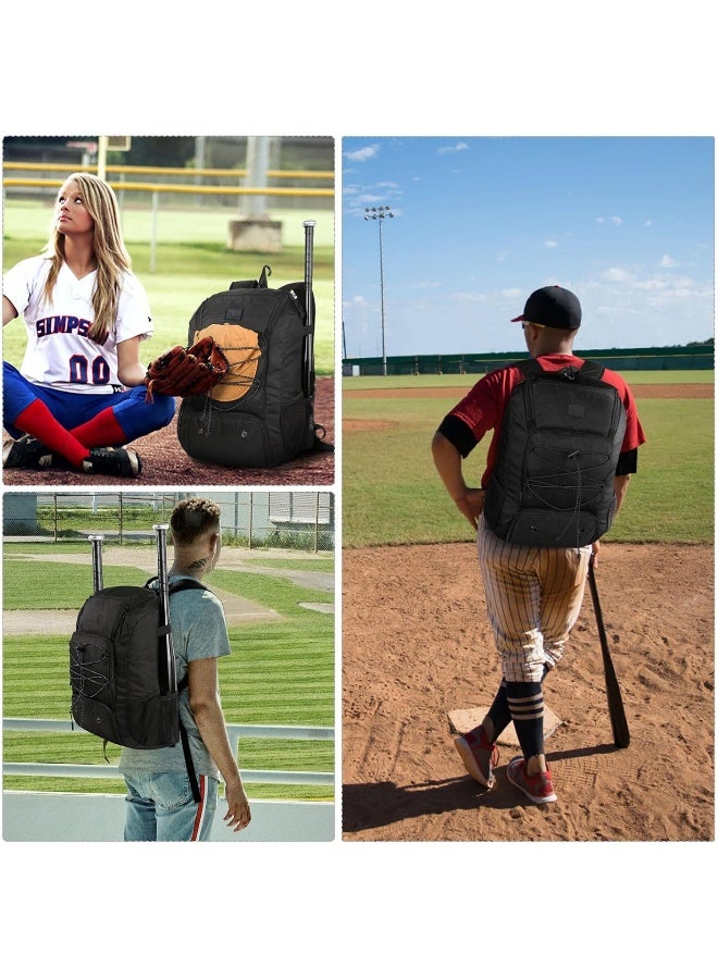MATEIN MATEIN Youth Baseball Bag, Softball Bag with Cleats Pocket for Girls, Boys, Adult, Large Baseball Backpack for Men with Fence Hook- Hold 2 Bats, Batting Mitten, Helmet, Caps, Teeball Gear  - Image 3