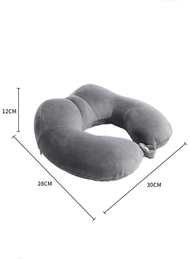 Berma Baby Camelback U-Shaped Neck Support Pillow, Airplane Travel Pillow, Travel Neck Pillow, Memory Foam U-Shaped Neck Support Car Neck Pillow, Adult Memory Foam Neck Pillow, Adjustable Flight Pillow, Ergonomic Neck Pad (Gray) - Image 2