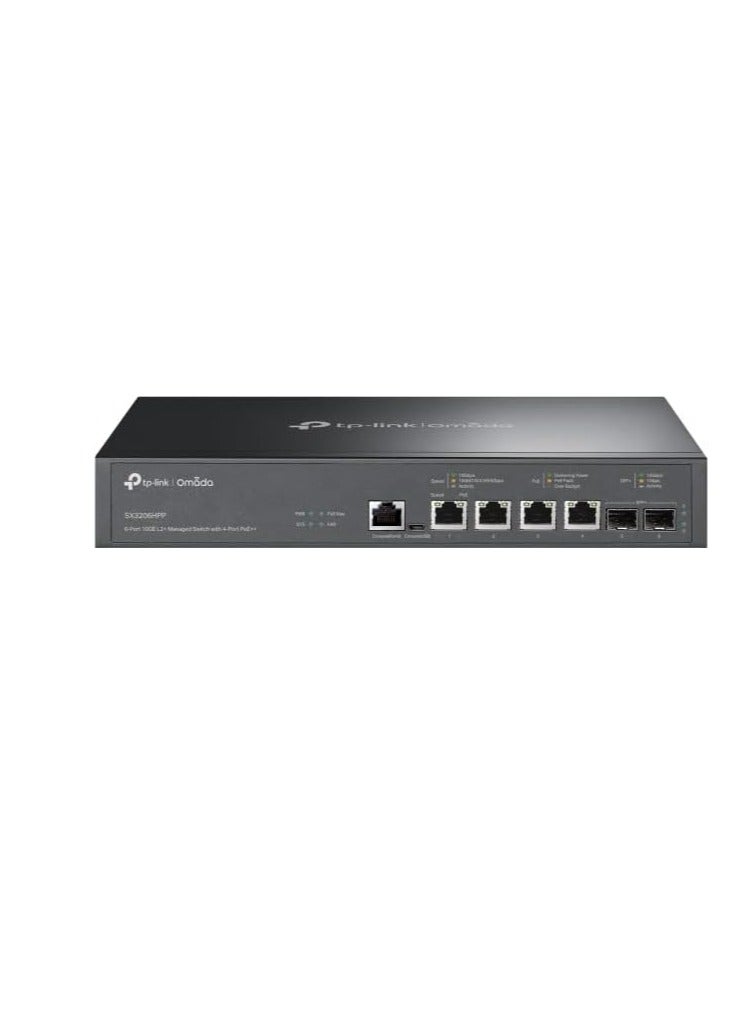 TP-Link TL-SX3206HPP | مفتاح PoE مُدار 10G L2+ بـ 6 منافذ | 4 منافذ PoE++ @200W، 2 x فتحات 10G SFP+ | استعادة PoE | متكامل مع Omada SDN | IPv6 والتوجيه الثابت - Image 1