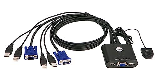 Aten 2 Port KVM 2 Way Switch, 120 Volts, Blue, Toggle - Image 1