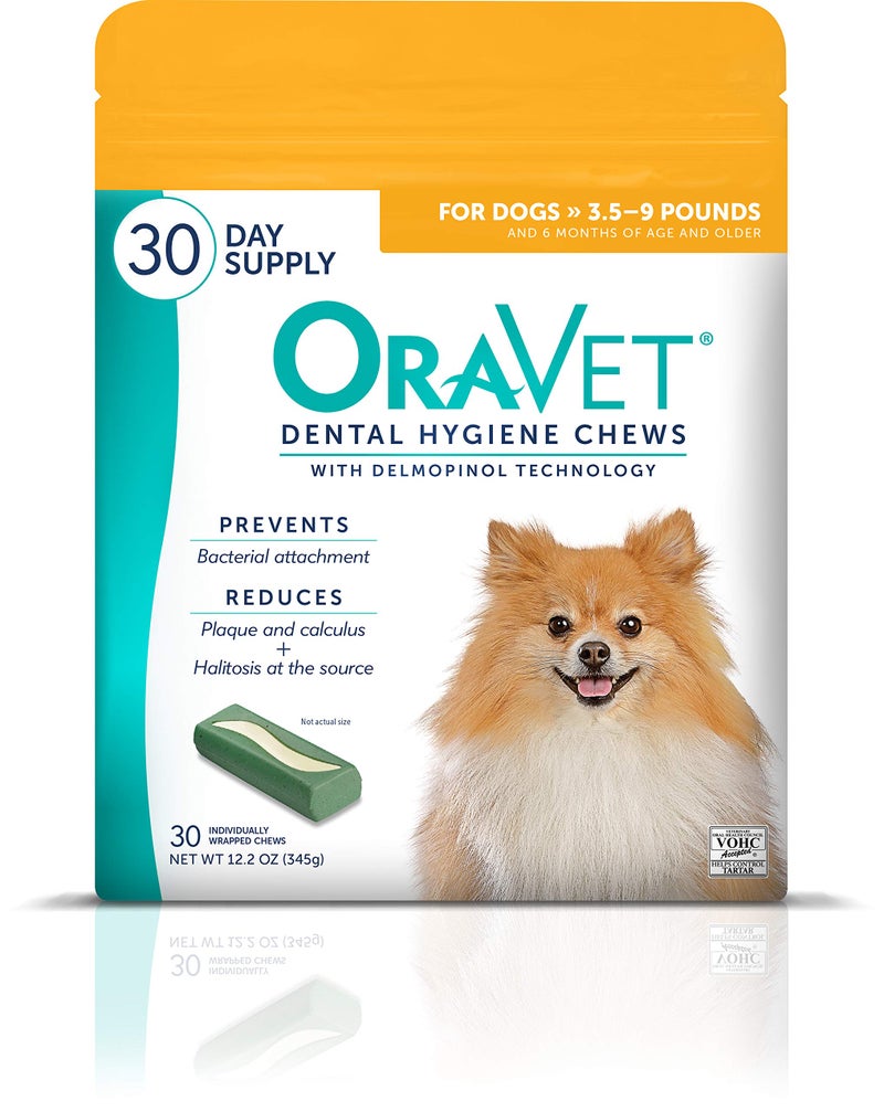 OraVet Dental Chews for Dogs, Oral Care and Hygiene Chews (Extra Small Dogs, 3.5-9 lbs.) Yellow Pouch, 30 Count - Image 1