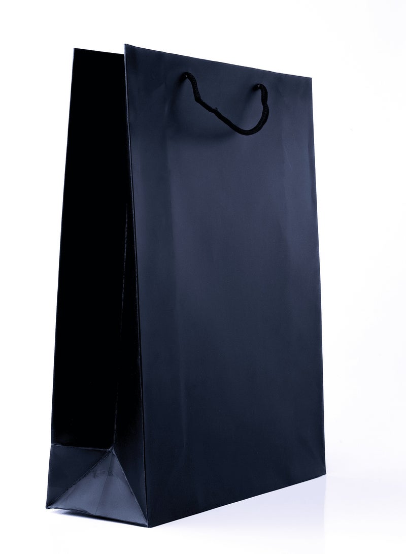 "31x42x12cm Rope Handled Black Plain Paper Bags - Durable,   Eco-Friendly Shopping" 