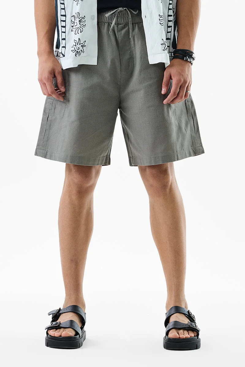 سنيتش Grey Solid Regular Fit Shorts