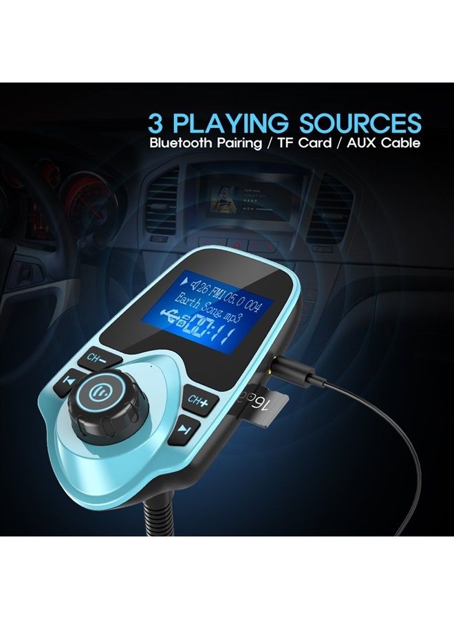 nulaxy Bluetooth Car FM Transmitter Audio Adapter Receiver Wireless Hands Free Car Kit W 1.44 Inch Display (F-Green) - Image 5