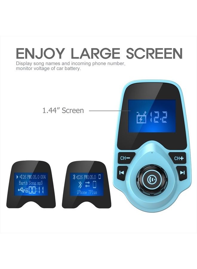 nulaxy Bluetooth Car FM Transmitter Audio Adapter Receiver Wireless Hands Free Car Kit W 1.44 Inch Display (F-Green) - Image 3