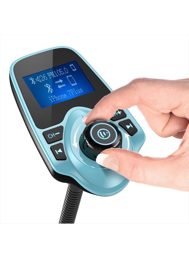 nulaxy Bluetooth Car FM Transmitter Audio Adapter Receiver Wireless Hands Free Car Kit W 1.44 Inch Display (F-Green) - Image 2