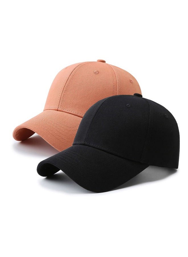 PFFY 2 Packs Baseball Cap Golf Dad Hat for Men and Women, Black+orange, One size - Image 1