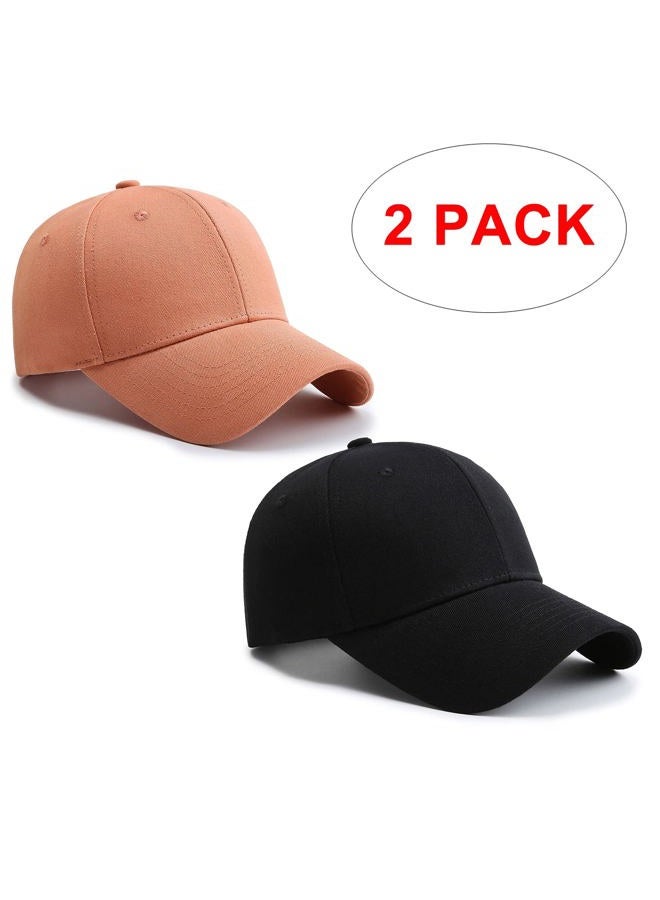 PFFY 2 Packs Baseball Cap Golf Dad Hat for Men and Women, Black+orange, One size - Image 2