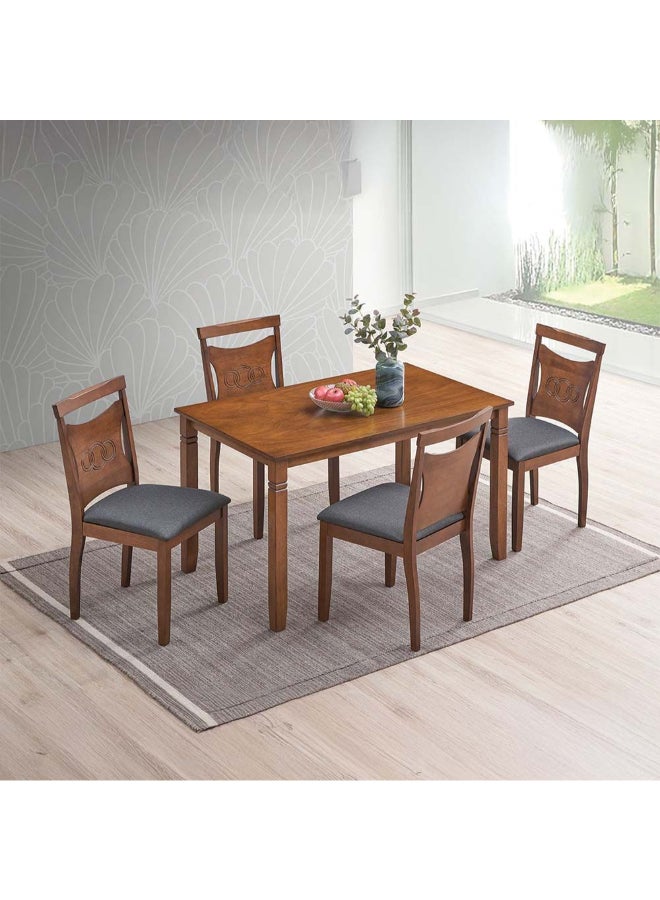 DANUBE HOME Salvoy 1+4 Dining Set 5-Piece Comfortable Dining Set Kitchen Dining Table With 4 Dining Chairs Modern Design Furniture For Dining Room - Walnut/Grey - Image 1