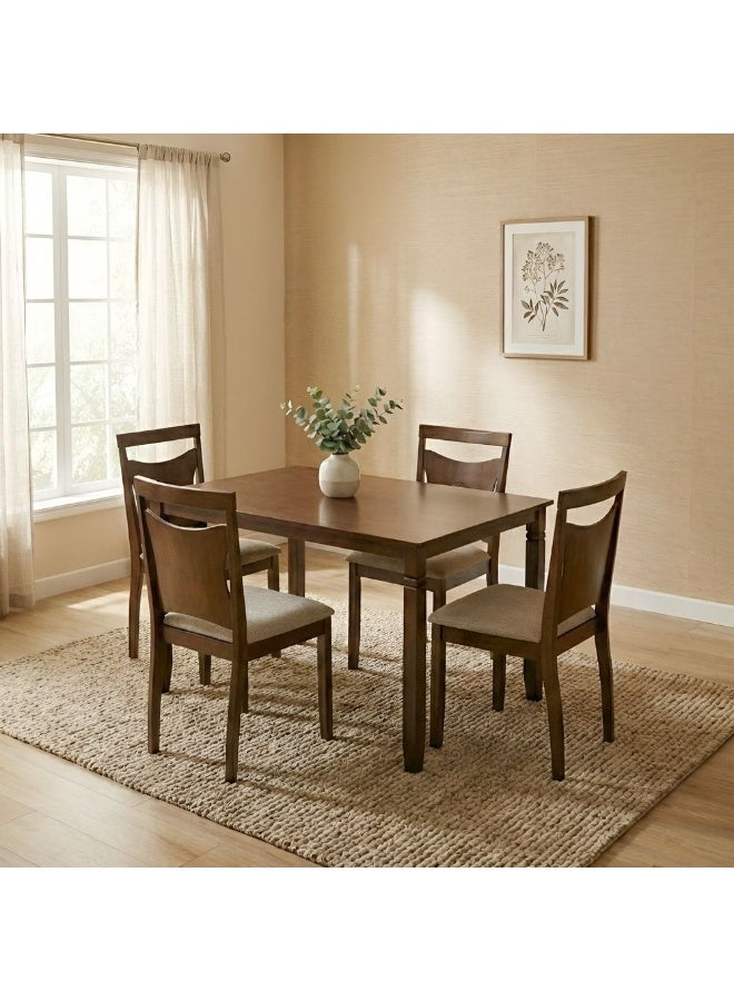 DANUBE HOME Salvoy 1+4 Dining Set 5-Piece Comfortable Dining Set Kitchen Dining Table With 4 Dining Chairs Modern Design Furniture For Dining Room - Walnut/Grey - Image 1