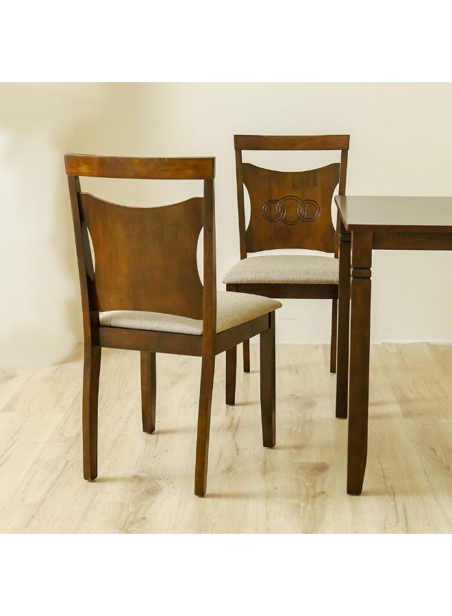 DANUBE HOME Salvoy 1+4 Dining Set 5-Piece Comfortable Dining Set Kitchen Dining Table With 4 Dining Chairs Modern Design Furniture For Dining Room - Walnut/Grey - Image 3