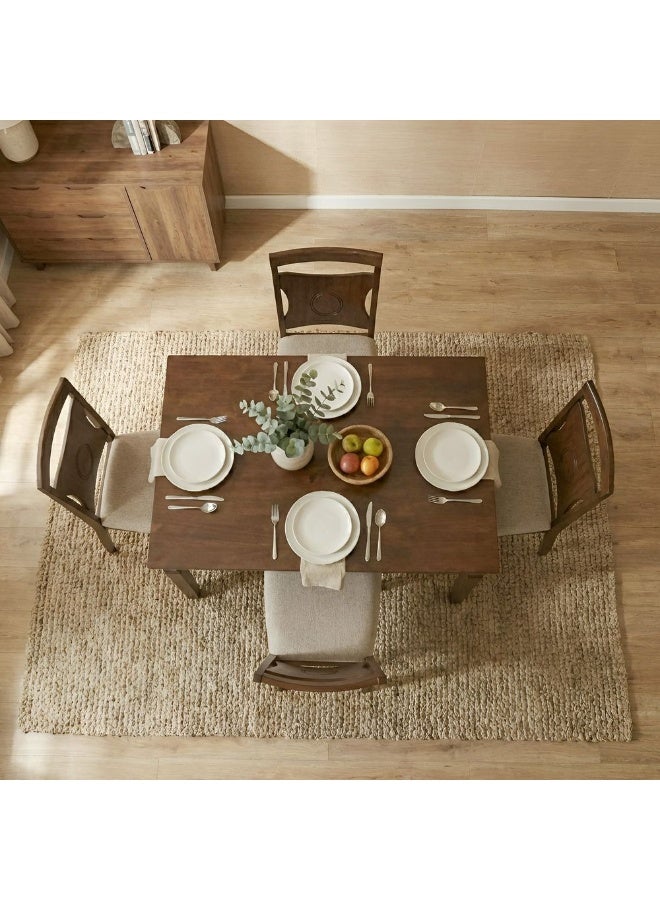 DANUBE HOME Salvoy 1+4 Dining Set 5-Piece Comfortable Dining Set Kitchen Dining Table With 4 Dining Chairs Modern Design Furniture For Dining Room - Walnut/Grey - Image 2