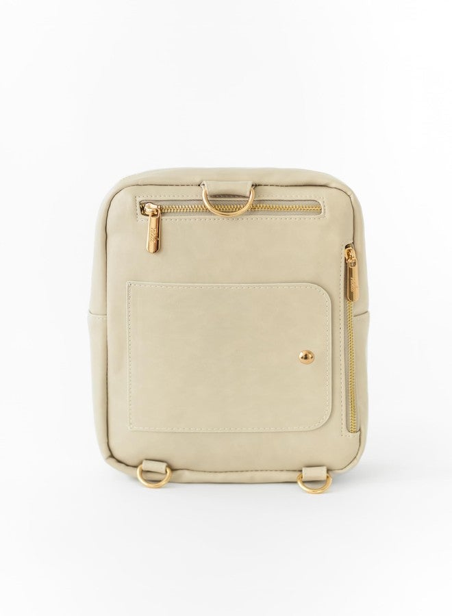 nola Diaper Bag – Backpack or Crossbody Baby Bag with Organized Storage (Pearl) - Image 3