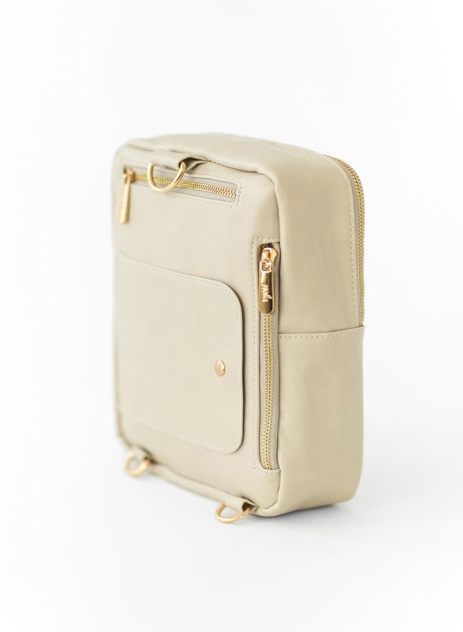 nola Diaper Bag – Backpack or Crossbody Baby Bag with Organized Storage (Pearl) - Image 4
