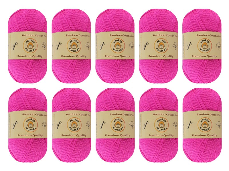 10Pack of Yonkey Monkey 500 Grams Yarn  70 Rayon derived from Bamboo 30 Cotton  Light Rose 9021