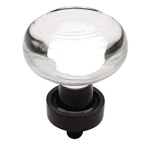 Cosmas 5 Pack 6355ORB-C Oil Rubbed Bronze Cabinet Hardware Round Knob with Clear Glass - 1-3/8" Diameter - Image 1
