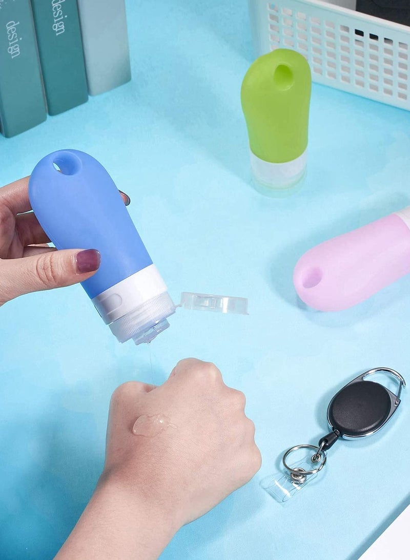 Silicone Travel Bottle Keychain Set, Includes Portable Hand Bottle Container oz Refillable Empty Bottles, Retractable Badge Holders, and Collapsible Funnel for Outdoor Sports Travel - Image 2