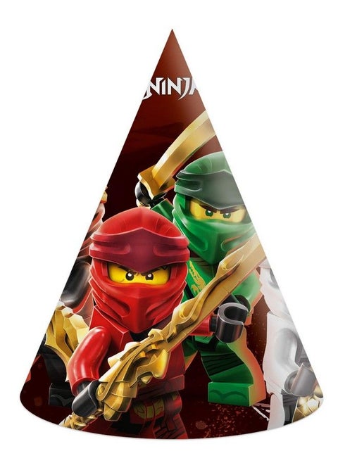 Lego Ninjago Cone Shaped Paper Party Hats (6Pk)