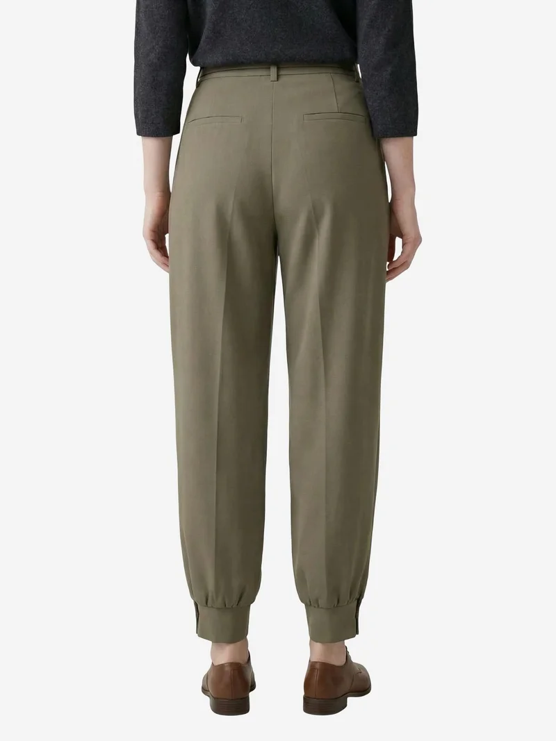 My Fashion Khaki Green MY FASHION Belted Buttoned Leg Tailored Trousers for Women | Best Price UAE