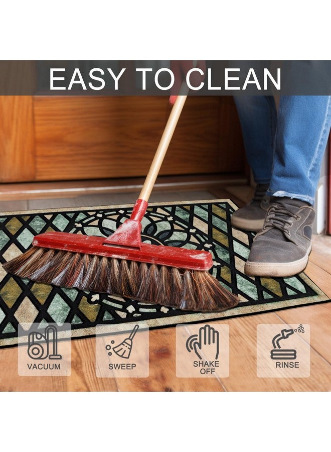 CHICHIC Welcome Door Mat 24 x 36 Inch Front Doormat Outdoors for Home Entrance Outdoors Mat for Outside Entry Way Doormat Entry Rugs, Heavy Duty Non Slip Rubber Back Low Profile, Flower - Image 4