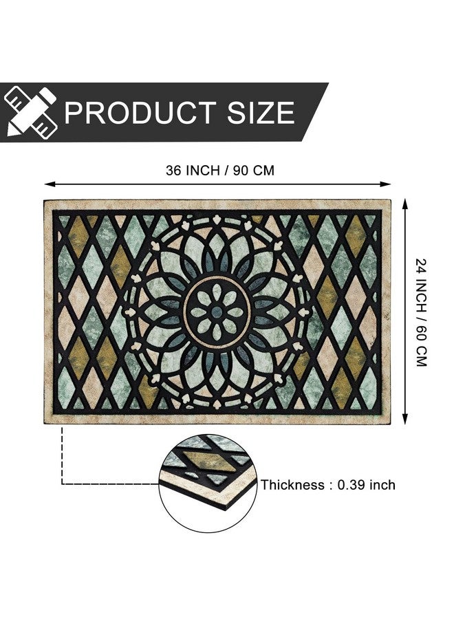 CHICHIC Welcome Door Mat 24 x 36 Inch Front Doormat Outdoors for Home Entrance Outdoors Mat for Outside Entry Way Doormat Entry Rugs, Heavy Duty Non Slip Rubber Back Low Profile, Flower - Image 2
