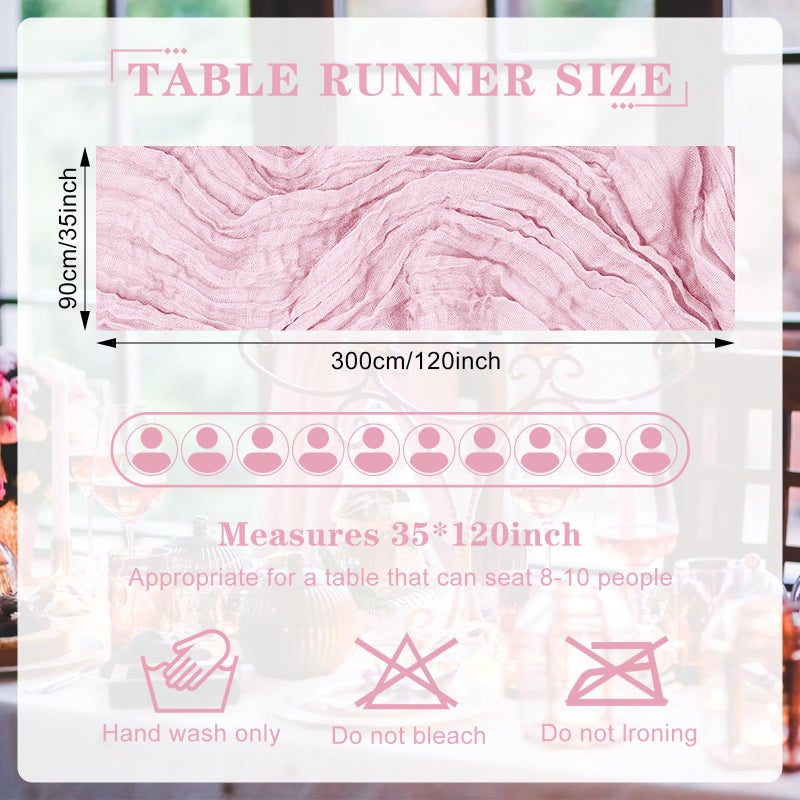 KEEPSHOWING 12 Pack Cheesecloth Table Runner 10Ft Christmas Gauze Boho Table Runners for Wedding Decor Bridal Shower Decorations Baby Shower Party(35" x 120")(Blushing Pink) - Image 2