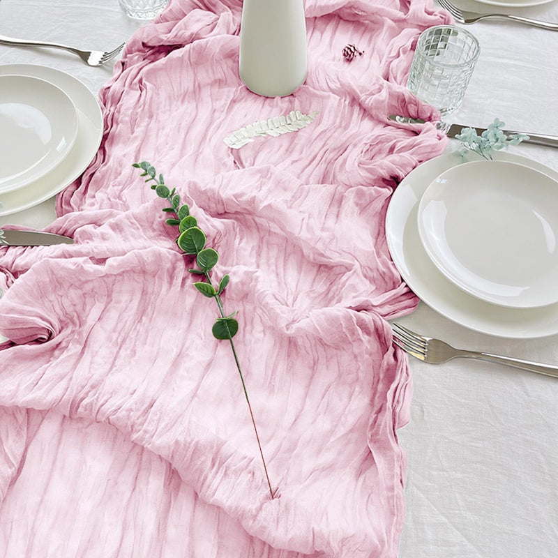 KEEPSHOWING 12 Pack Cheesecloth Table Runner 10Ft Christmas Gauze Boho Table Runners for Wedding Decor Bridal Shower Decorations Baby Shower Party(35" x 120")(Blushing Pink) - Image 4