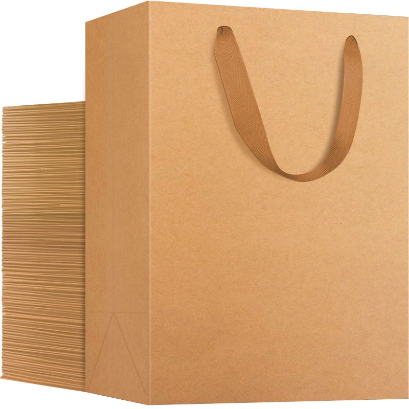 EUSOAR Kraft Paper Bags with Handles 50 Pack 78x39x11 inches Small Gift Bags Bulk Shopping and Merchandise Bag for Party Favors Wedding Boutique Grocery Retail Business Birthday Baby Shower