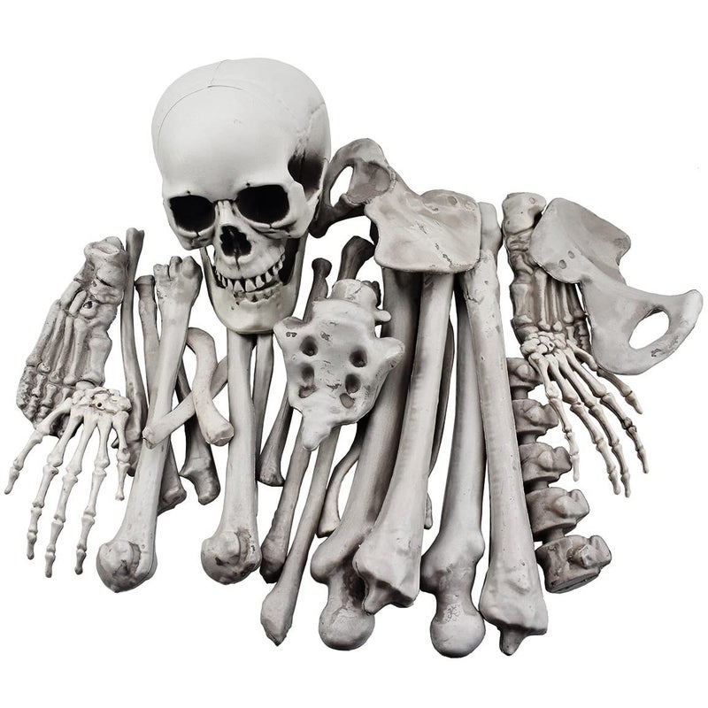 XONOR 28 Pieces Skeleton Bones and Skull for Halloween Decor or Spooky Graveyard Ground Decoration 28PCS
