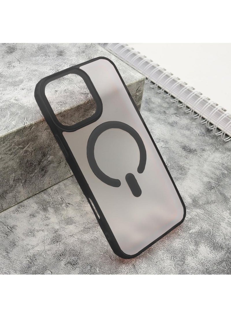 Techie - Apple iPhone 16 Pro Max Frosted Translucent Matte Back Cover Case with Magnetic MagSafe - Black - Image 1