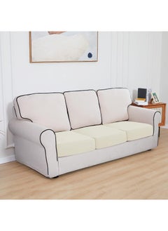 Easy-Going Easy-Going 100% Waterproof Chair Sofa Seat Cushion Slipcovers Couch Cushion Cover Stretch Furniture Protector for Kids, Pets (3-Piece Sofa Cushion, Ivory)  - Image 2