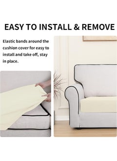 Easy-Going Easy-Going 100% Waterproof Chair Sofa Seat Cushion Slipcovers Couch Cushion Cover Stretch Furniture Protector for Kids, Pets (3-Piece Sofa Cushion, Ivory)  - Image 4
