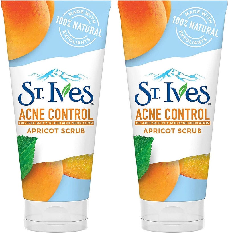 St. Ives Acne Control Apricot Scrub - 6 oz (Pack of 2) - Oil-Free Salicylic Acid Acne Medication - Image 1