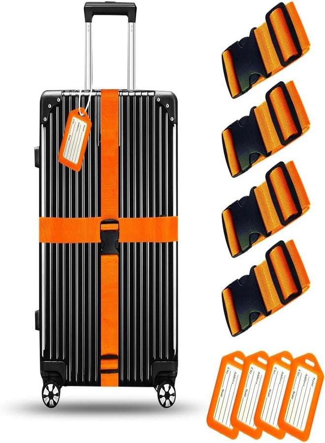 Hexwell Luggage Straps for Suitcases 79 Inch Length Adjustable Luggage Belt with Tags Easy to Identify Travel Luggage Strap (Orange, Pack - 2) - Image 1