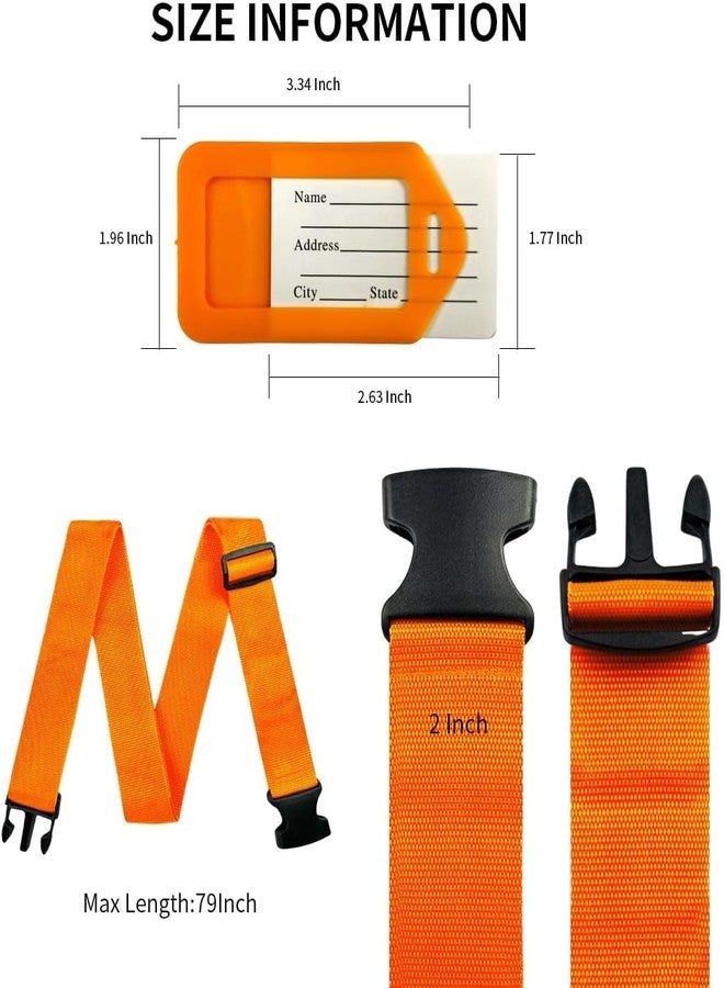 Hexwell Luggage Straps for Suitcases 79 Inch Length Adjustable Luggage Belt with Tags Easy to Identify Travel Luggage Strap (Orange, Pack - 2) - Image 2