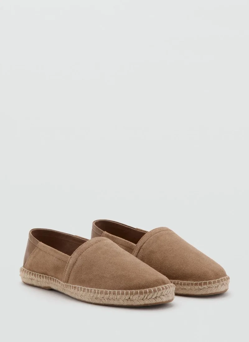 Mango Man Solid leather espadrille