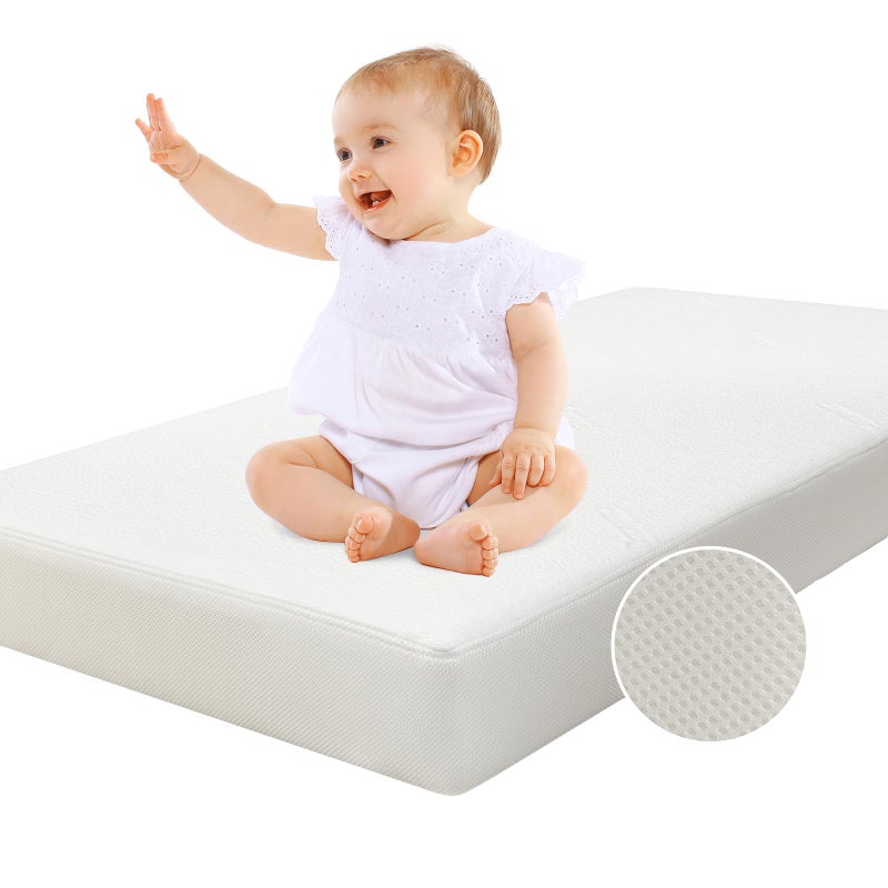 Babelio Crib Mattress, Toddler Mattress for Toddler Bed, Memory Foam Baby Mattress, Dual Sided with Tencel Cover & Waterproof Lining - Image 1