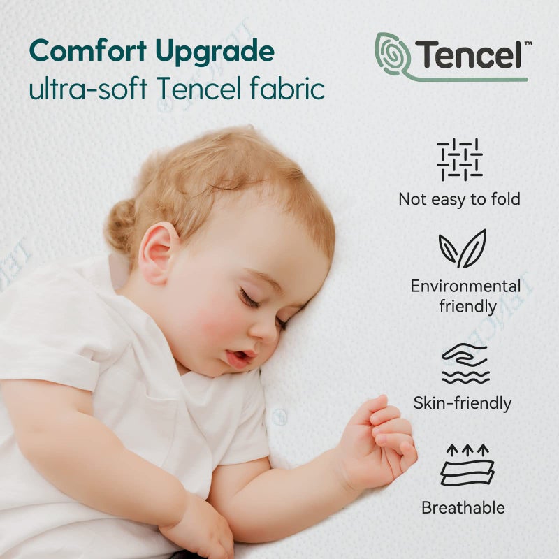 Babelio Crib Mattress, Toddler Mattress for Toddler Bed, Memory Foam Baby Mattress, Dual Sided with Tencel Cover & Waterproof Lining - Image 2