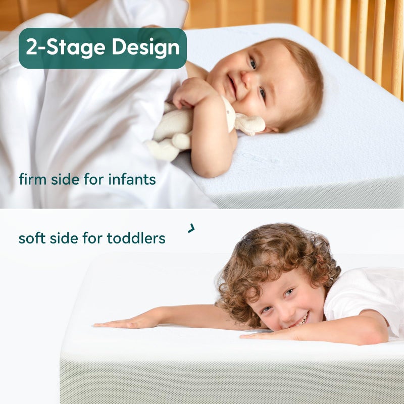Babelio Crib Mattress, Toddler Mattress for Toddler Bed, Memory Foam Baby Mattress, Dual Sided with Tencel Cover & Waterproof Lining - Image 4