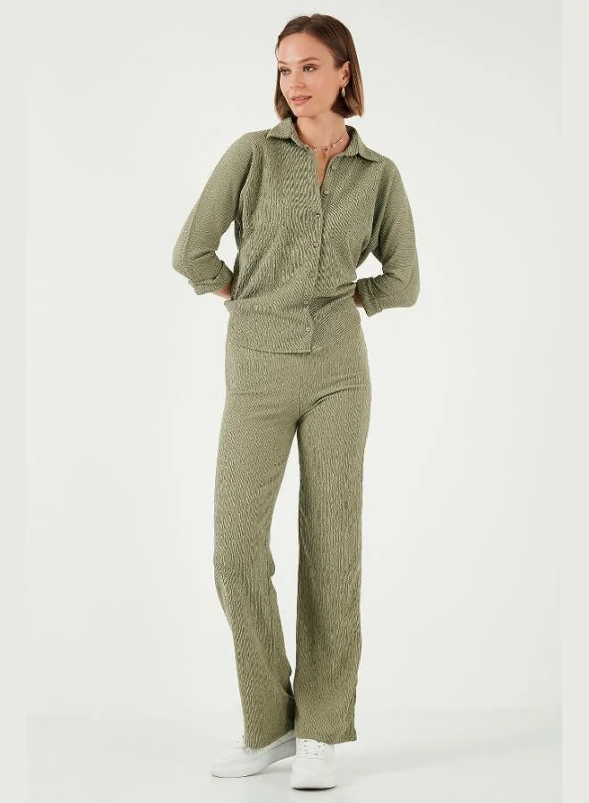 ليلا بنطلون نسائي ليلا بقصة ضيقة وخصر مرتفع وأرجل واسعة بنقوش