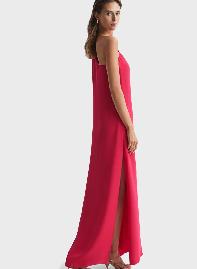 REISS One Shoulder Cape Sleeve Dress