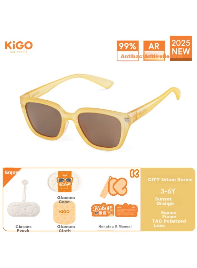 Kigo 2025 Children's Polarized Sungl, Uv Protection, Children's Day Gift, Sunset Orange (ages 3-6) - Image 1