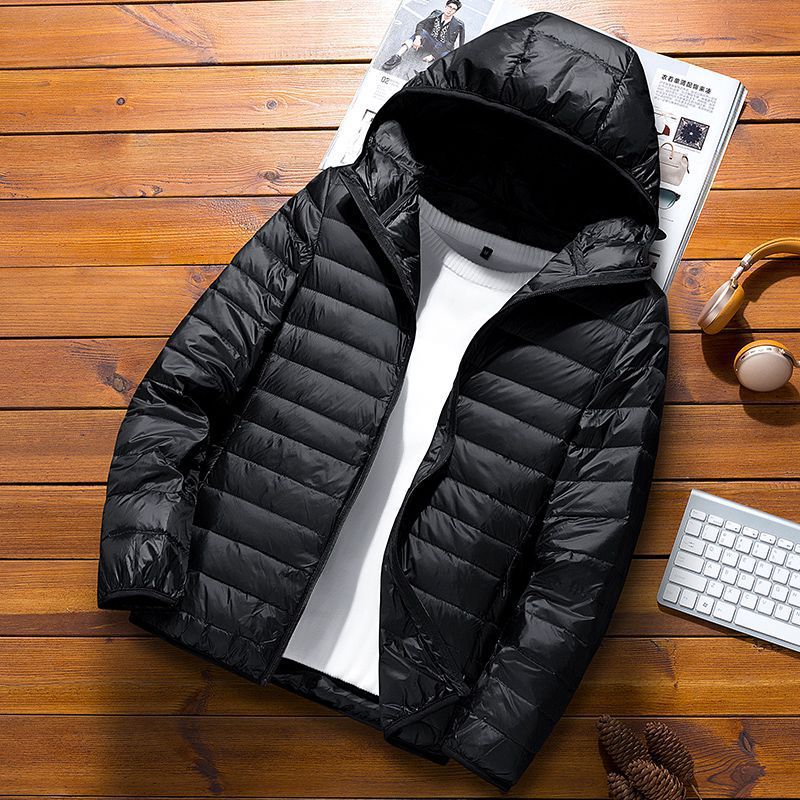 Autumn Winter Light Down Cotton Jacket for Couples Black [hooded]] 