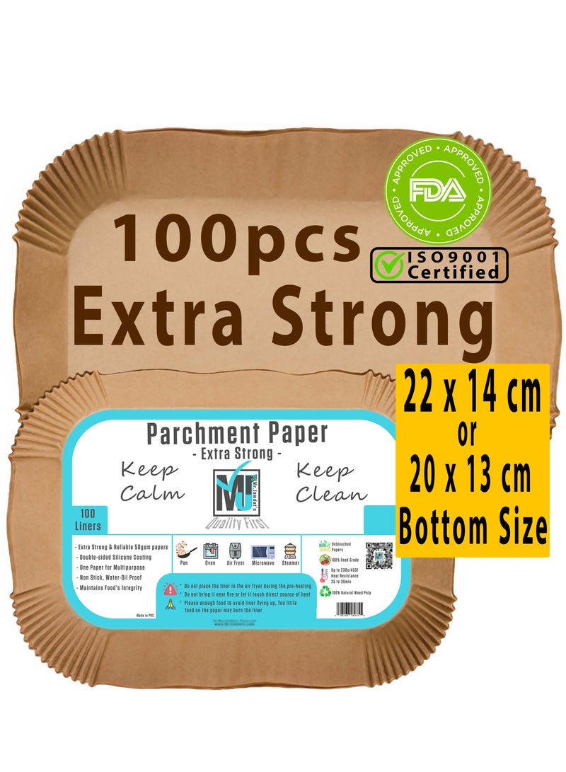 Mr.Jawdat's ((Extra Strong)) Air Fryer Disposable Rectangular Paper Liners for Dual Door Air Fryer 100Pcs, Mr.Jawdat's Thick Air Fryer Liners, Thick Air Fryer paper Water-Grease-proof ((20x13 or  22x14cm, Rectangular))  - Image 1