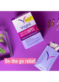 Vagisil Anti-Itch Medicated Feminine Intimate Wipes for Women, Maximum Strength, Gynecologist Tested, 12 Wipes (Pack of 1)  - Image 4