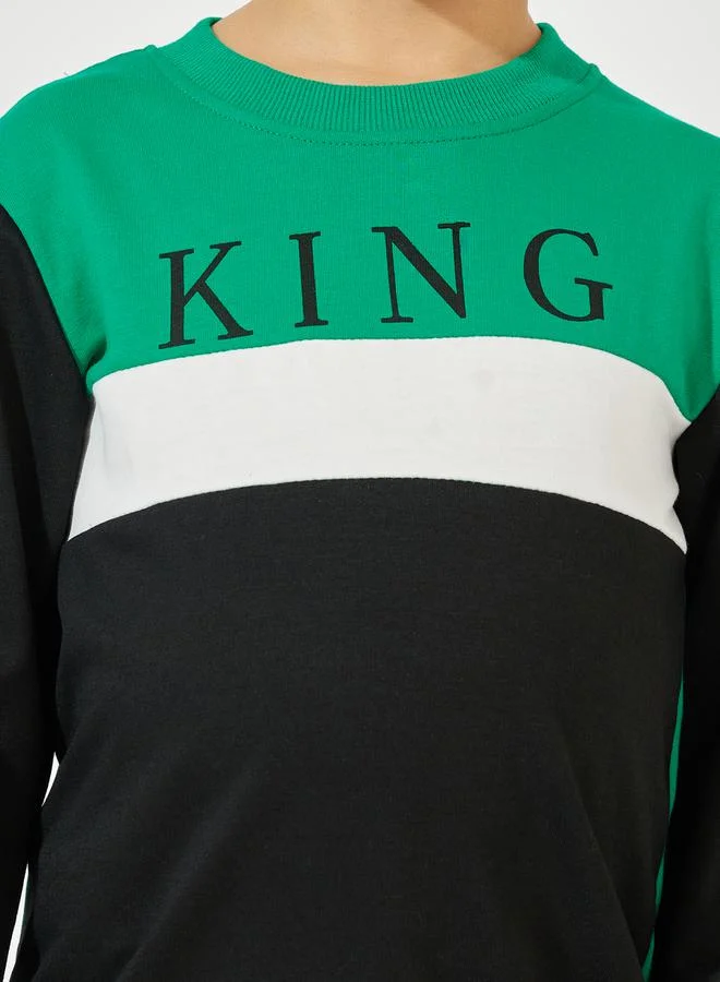 Styli Color Block Printed Lightweight Sweatshirt & Joggers Set