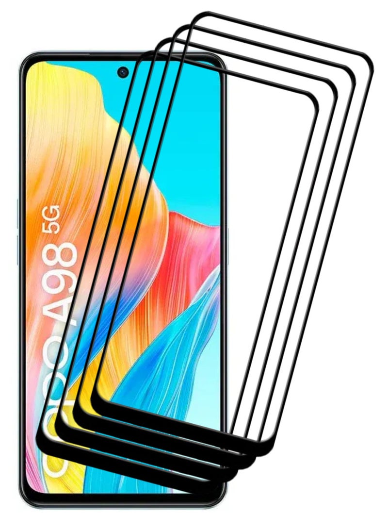 ACLIX 4 Pieces Antistatic ESD Dustproof Premium Quality High Definition Tempered Glass Screen Protector Designed For Oppo A98 - Image 1