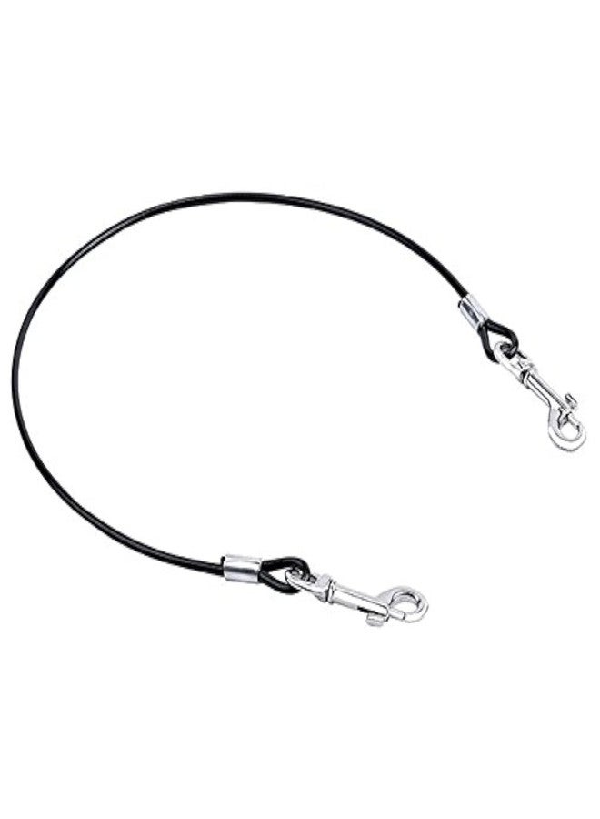 Mogoko Pet Dog Car Seat Belt Restraint, Coated Stainless Steel Chew Proof Dog Vehicle Safety Tether Cable, Double Clip No-Chew Pet Car Leash Lead-24 Inch Black - Image 1