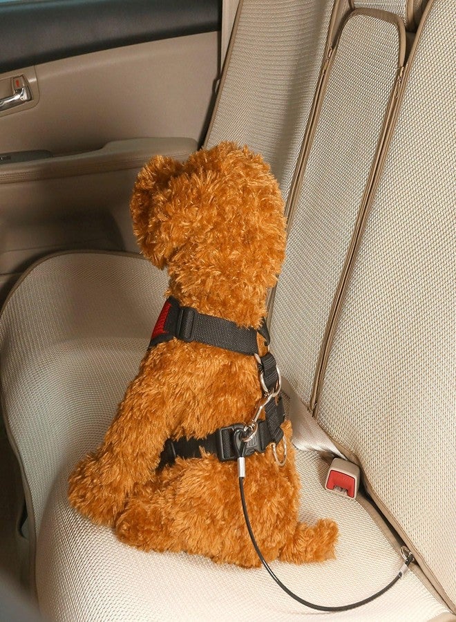 Mogoko Pet Dog Car Seat Belt Restraint, Coated Stainless Steel Chew Proof Dog Vehicle Safety Tether Cable, Double Clip No-Chew Pet Car Leash Lead-24 Inch Black - Image 4